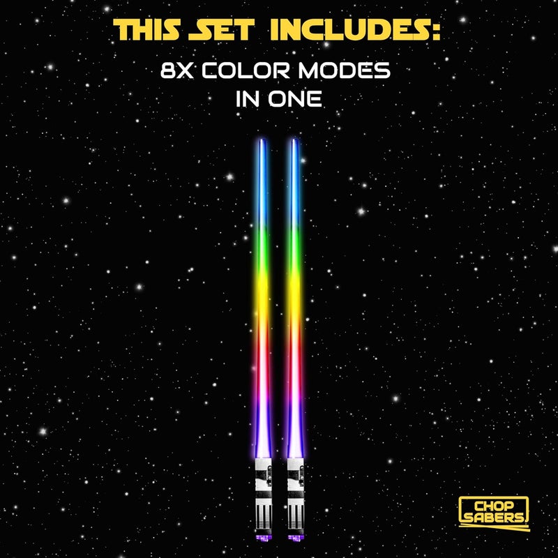 ChopSabers LIGHTSABER CHOPSTICKS LIGHT UP STAR WARS LED Glowing Light Saber Chop Sticks REUSABLE Sushi Lightup Sabers - 8 COLOR MODES 1 Pair - Image 5