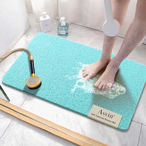 Asvin Soft Textured Bath, Shower, Tub Mat, 24x32 Inch, Phthalate Free, Non Slip Comfort Bathtub Mats with Drain, PVC Loofah Bathroom Mats for Wet Areas, Quick Drying - Image 1