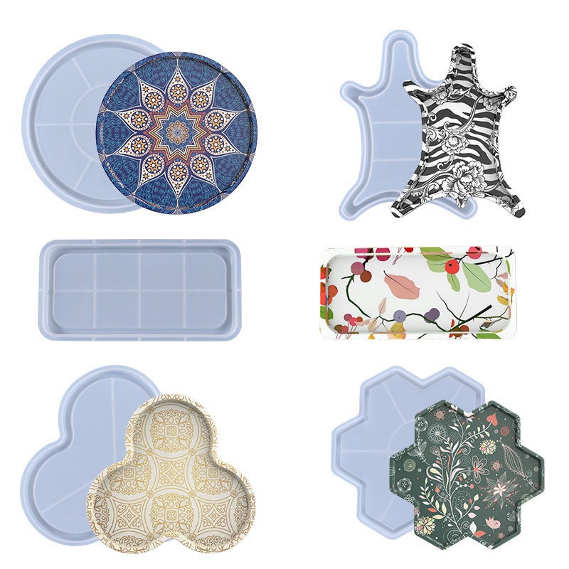 Yu Meiren Diy Crystal Drop Glue Shaped Tray Mold Multiple Tray Fruit Plate Plate Ornaments Silicone Mold - Image 2