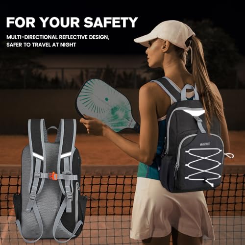 G4Free Lightweight Pickleball Bag Pickleball Backpack for Men and Women Adjustable Padel Bag Fits 2 to 4 Paddles Shoulder Daypack for SportsDark Grey - Image 3