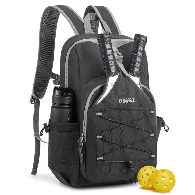 G4Free Lightweight Pickleball Bag Pickleball Backpack for Men and Women Adjustable Padel Bag Fits 2 to 4 Paddles Shoulder Daypack for SportsDark Grey - Image 2