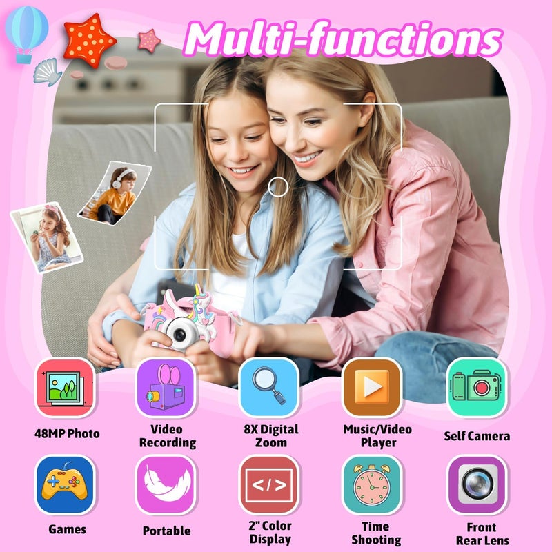 Mgaolo Kids Camera Toys for 3-12 Years Old Boys Girls Children,Portable Child Digital Video Camera with Silicone Cover, Christmas Birthday Gifts for Toddler Age 3 4 5 6 7 8 9 (Pink) - Image 2