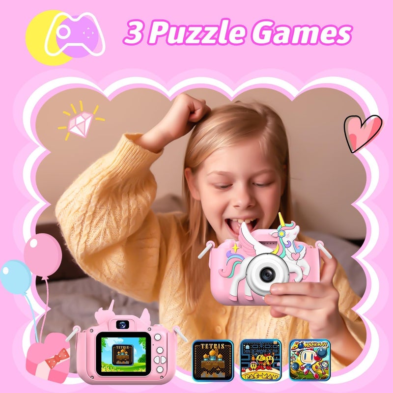 Mgaolo Kids Camera Toys for 3-12 Years Old Boys Girls Children,Portable Child Digital Video Camera with Silicone Cover, Christmas Birthday Gifts for Toddler Age 3 4 5 6 7 8 9 (Pink) - Image 3