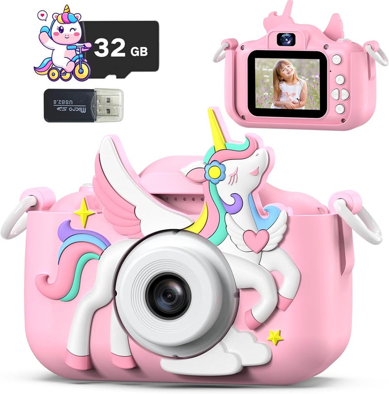 Mgaolo Kids Camera Toys for 3-12 Years Old Boys Girls Children,Portable Child Digital Video Camera with Silicone Cover, Christmas Birthday Gifts for Toddler Age 3 4 5 6 7 8 9 (Pink) - Image 1
