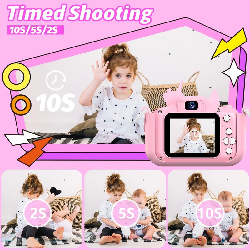 Mgaolo Kids Camera Toys for 3-12 Years Old Boys Girls Children,Portable Child Digital Video Camera with Silicone Cover, Christmas Birthday Gifts for Toddler Age 3 4 5 6 7 8 9 (Pink) - Image 4