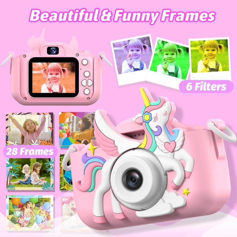 Mgaolo Kids Camera Toys for 3-12 Years Old Boys Girls Children,Portable Child Digital Video Camera with Silicone Cover, Christmas Birthday Gifts for Toddler Age 3 4 5 6 7 8 9 (Pink) - Image 5