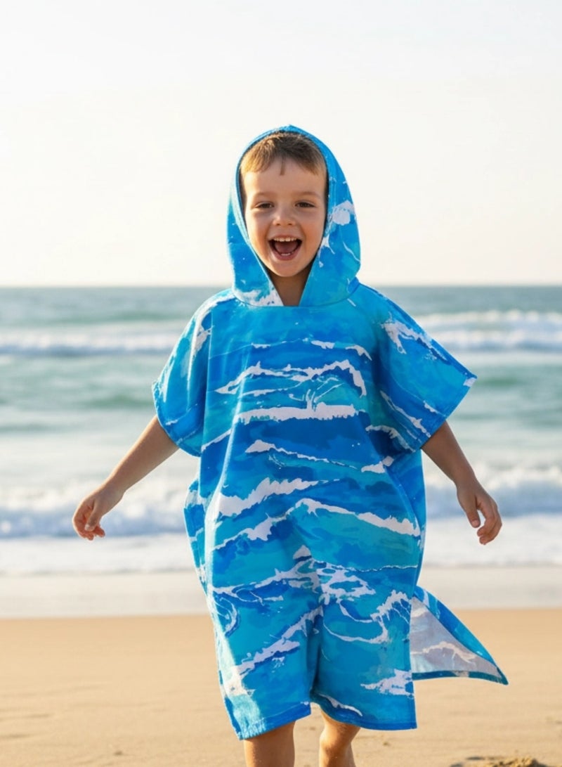 Pearl Coast International Kids Poncho Towel Hooded Pack of 2 – Quick Dry Microfiber Beach Changing Robe for Boys & Girls, Soft Absorbent Swim Cover Up - Image 4