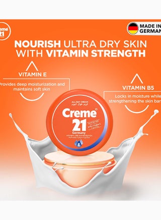 Creme 21 All Day Cream - 150ml | Face, Body & Hand Moisturizer with Vitamin E & Pro B5 | Hydrating Formula for 24 H Intensive Moisturization | Suitable for Dry to Ultra Dry Skin | Made in Germany - view 2