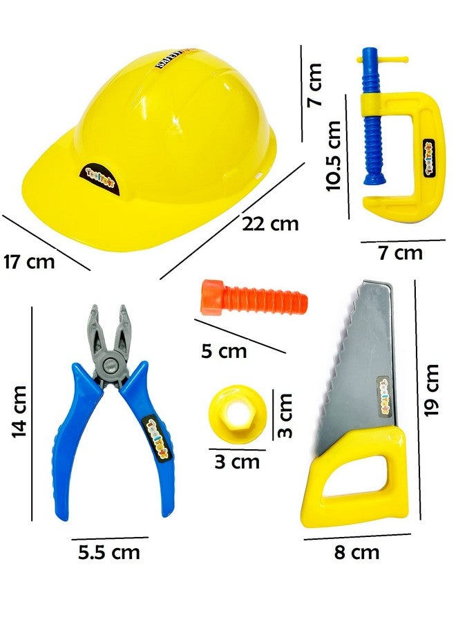 Amitasha Mechanics Helmet Tools Kit Toys For Kids Pretend Play Construction Toy For Boys Girls 3 4 5 6 Years Old Automobile Toolkit - (Pack Of 14 Tools) - Image 2