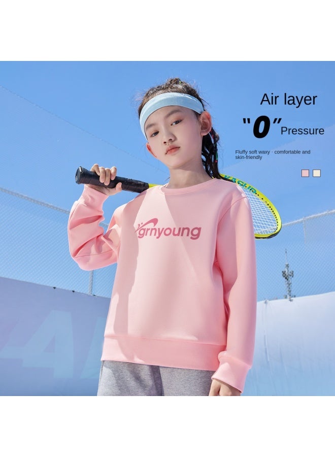 Noble bird Children's Hoodie, Girls' 2025 Autumn Fashion Versatile Round Neck Long Sleeve Sport Top For Big Kids - Image 2