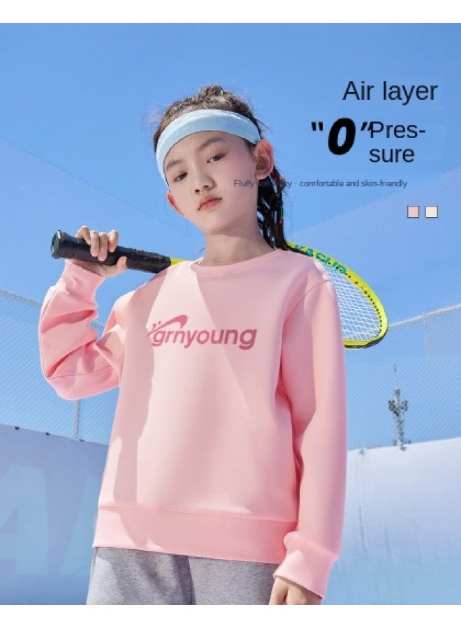 Noble bird Children's Hoodie, Girls' 2025 Autumn Fashion Versatile Round Neck Long Sleeve Sport Top For Big Kids - Image 1