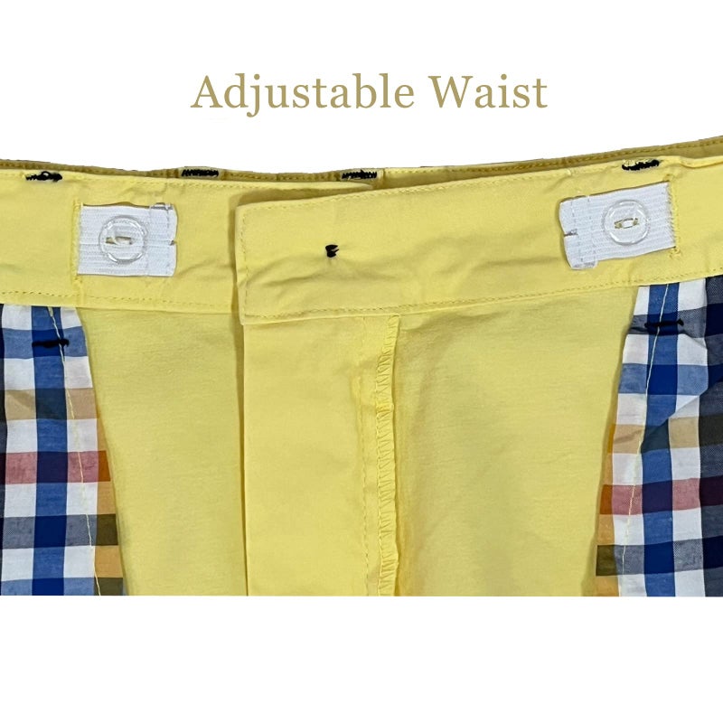 KID1234 Boys Shorts - Flat Front Shorts with Adjustable Waist,Chino Shorts for Boys 5-14 Years Yellow - Image 5