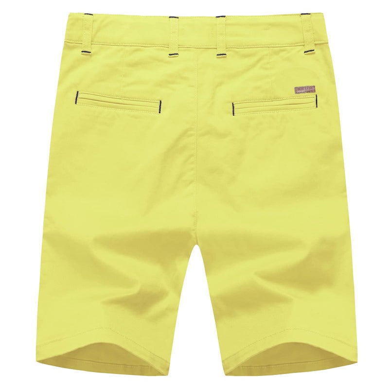 KID1234 Boys Shorts - Flat Front Shorts with Adjustable Waist,Chino Shorts for Boys 5-14 Years Yellow - Image 2