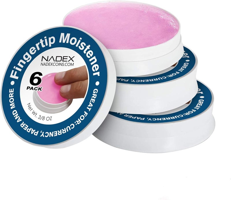 Nadex 6 Pack Fingertip Moistener Pads - Non-Slip Counting Cash Bills Separating Documents - Finger Moisturizer Non-Toxic Greaseless Odorless Pad for Office/Home - Image 1