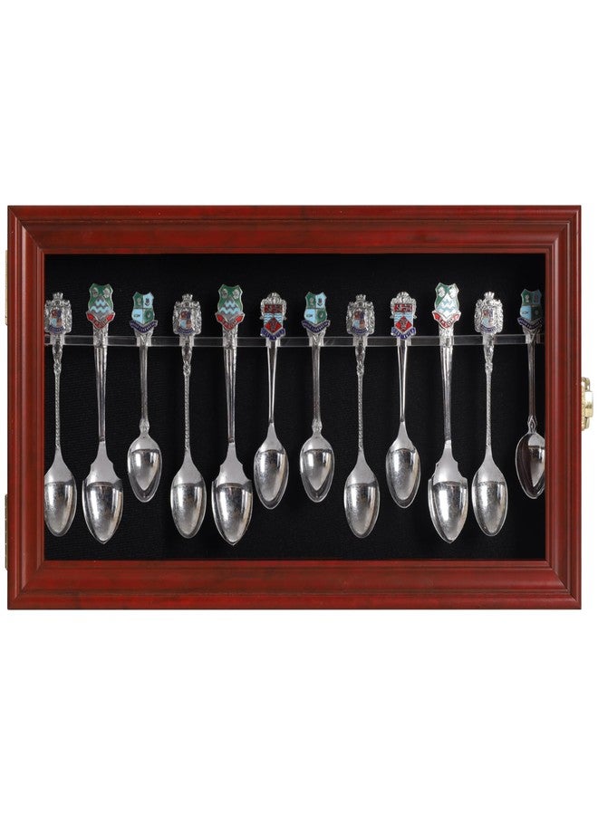DisplayGifts Spoon Rack Display Case Wall Shadow Box to hold 12 Souvenir spoons (Mahogany Finish) - Image 2