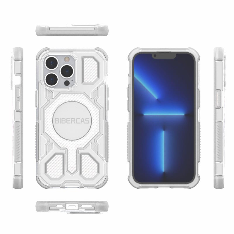 BIBERCAS For Iphone 13 Pro Transparent Color Series Magsafe Air Bag Shockproof Phone Case(White) - Image 2
