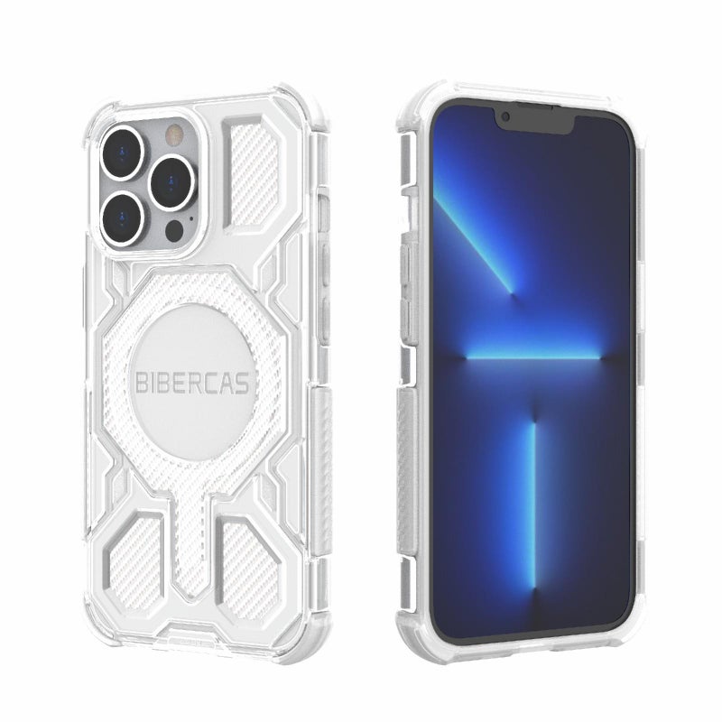 BIBERCAS For Iphone 13 Pro Transparent Color Series Magsafe Air Bag Shockproof Phone Case(White) - Image 1