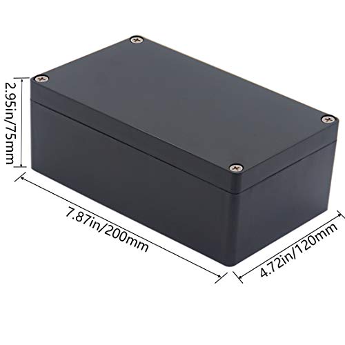 Otdorpatio 2 Pack Project Box IP65 Waterproof Junction Box ABS Plastic Black Electrical Boxes DIY Electronic Project Case Power Enclosure 7.87 x4.72 x2.95 inch (200x120x75 mm) - Image 2