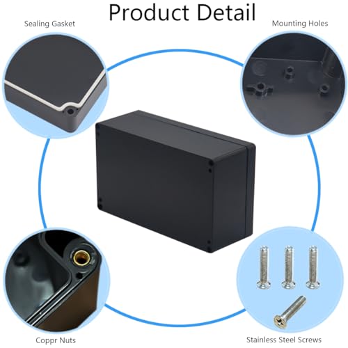 Otdorpatio 2 Pack Project Box IP65 Waterproof Junction Box ABS Plastic Black Electrical Boxes DIY Electronic Project Case Power Enclosure 7.87 x4.72 x2.95 inch (200x120x75 mm) - Image 5