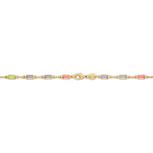 Barzel 18K Gold Plated Baguette Multi Color Crystal Anklet For Women (BR199-10) - Image 4