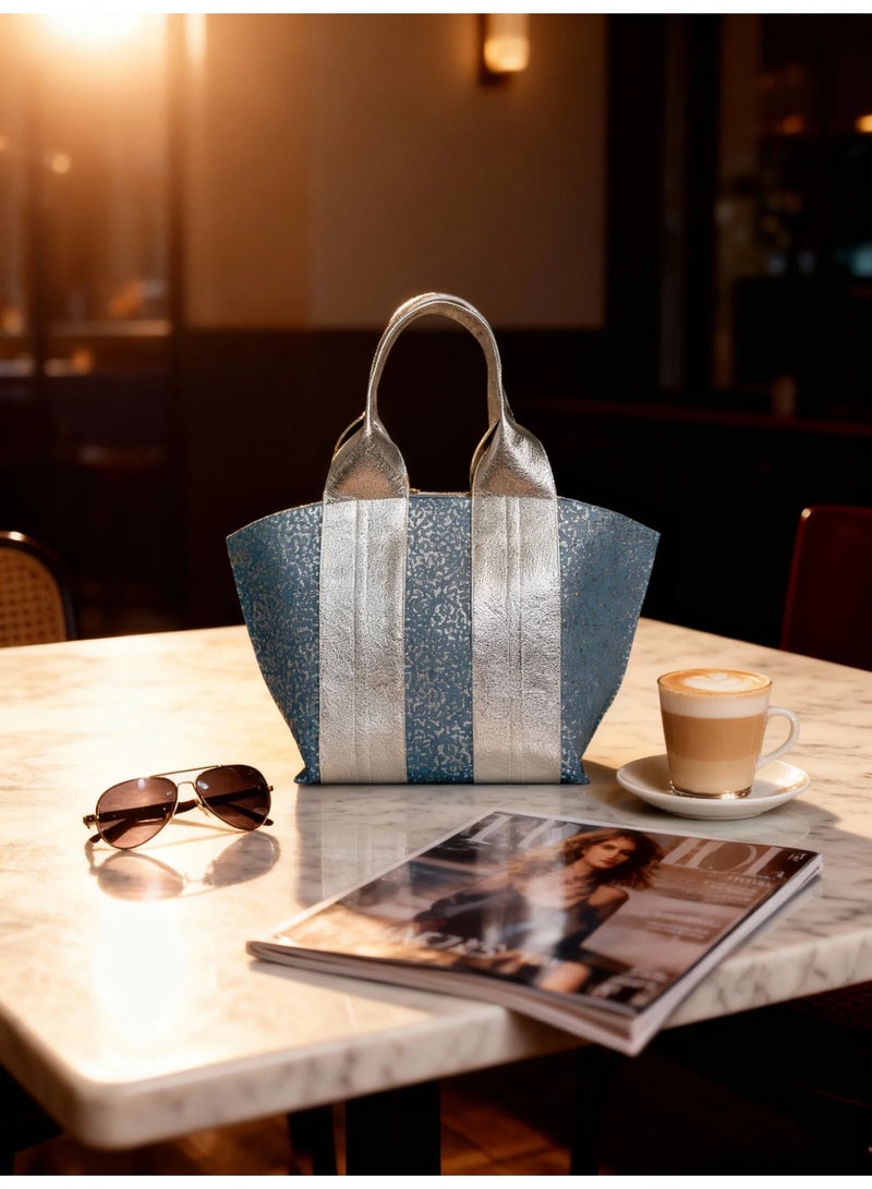 Initium Blingy Tote bag-Jeans blue x silver - Image 3