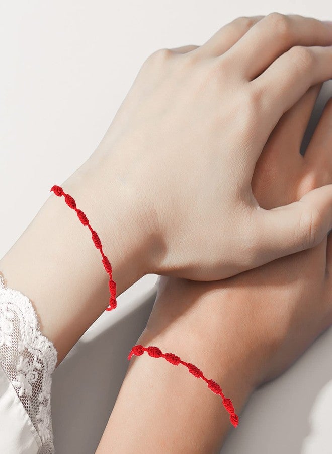 WAINIS 30pcs String Bracelets Lucky Friendship Cord Bracelet Adjustable Handmade Red 7 Knots Rope Bracelet Kabbalah Amulet for Protection Good Luck - Image 4