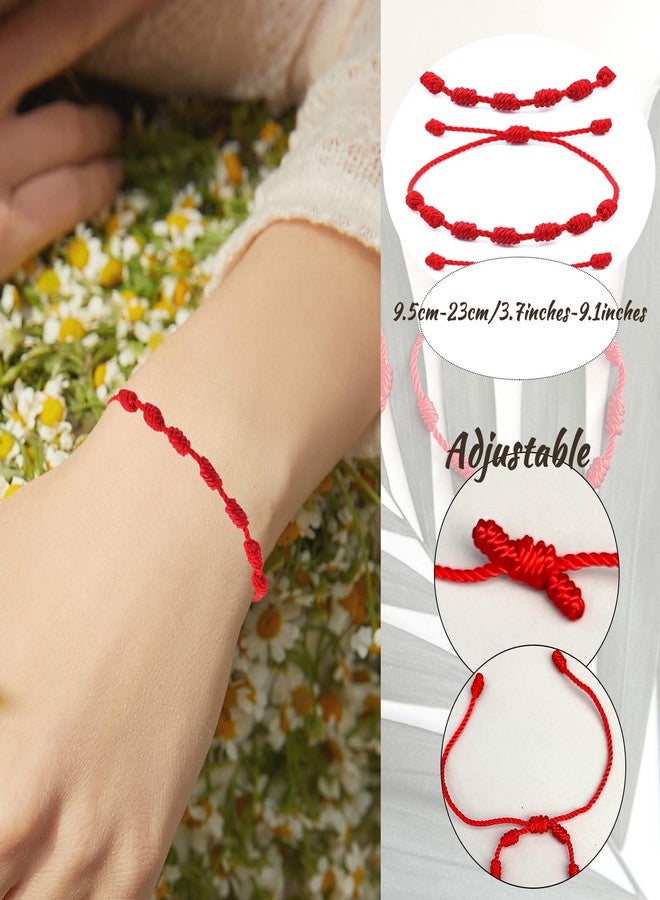 WAINIS 30pcs String Bracelets Lucky Friendship Cord Bracelet Adjustable Handmade Red 7 Knots Rope Bracelet Kabbalah Amulet for Protection Good Luck - Image 2