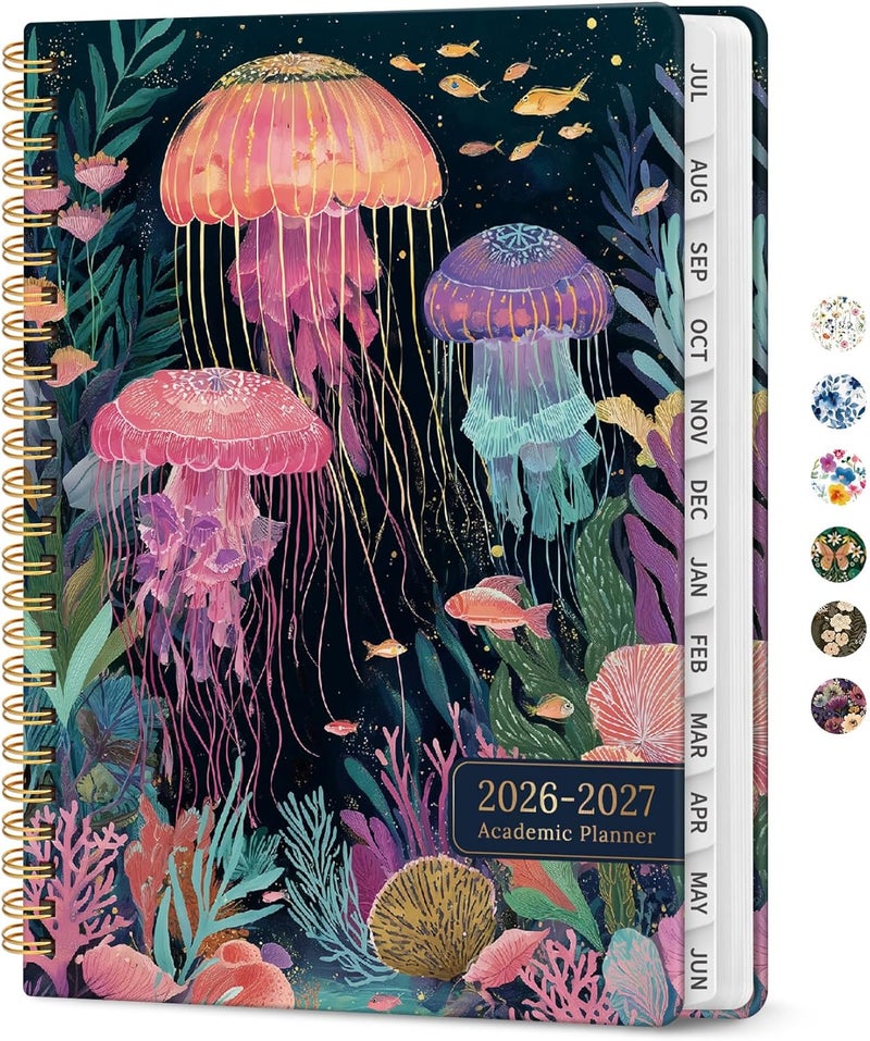 Taja Planner 2026-2027, Academic Year Monthly and Weekly Calendar Planner, Jul 2026 - Jun 2027, Hardcover Teacher Student Planning Agenda book with Tabs, Perfect for School Office Supplies, 6.3" x 8.5 - Image 1