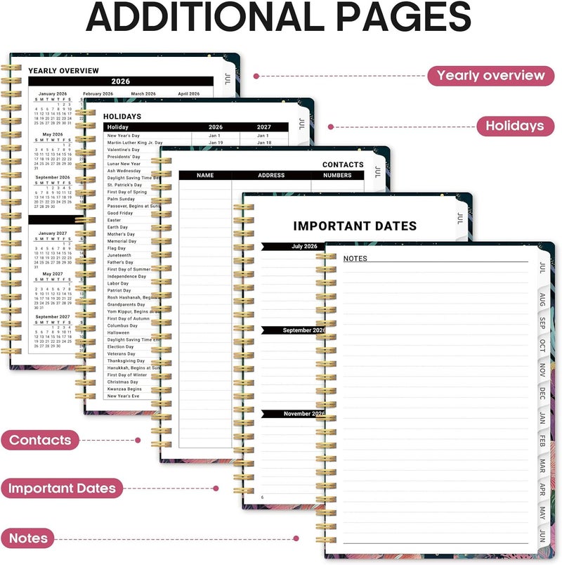 Taja Planner 2026-2027, Academic Year Monthly and Weekly Calendar Planner, Jul 2026 - Jun 2027, Hardcover Teacher Student Planning Agenda book with Tabs, Perfect for School Office Supplies, 6.3" x 8.5 - Image 5