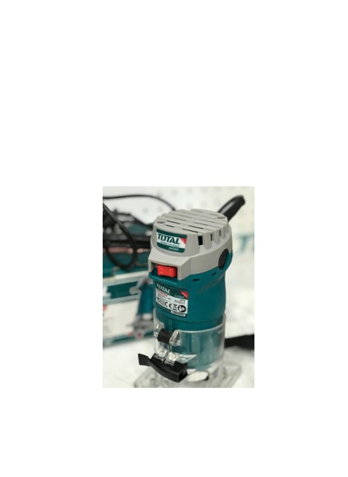 TOTAL - TOTAL Laminate Trimmer 600W, 34500 RPM, 6mm & 1/4" Collet, Precision Woodworking Tool with Template Guide, Horizontal & Linear Guides, Extra Carbon Brushes for DIY & Professional Use - Image 1