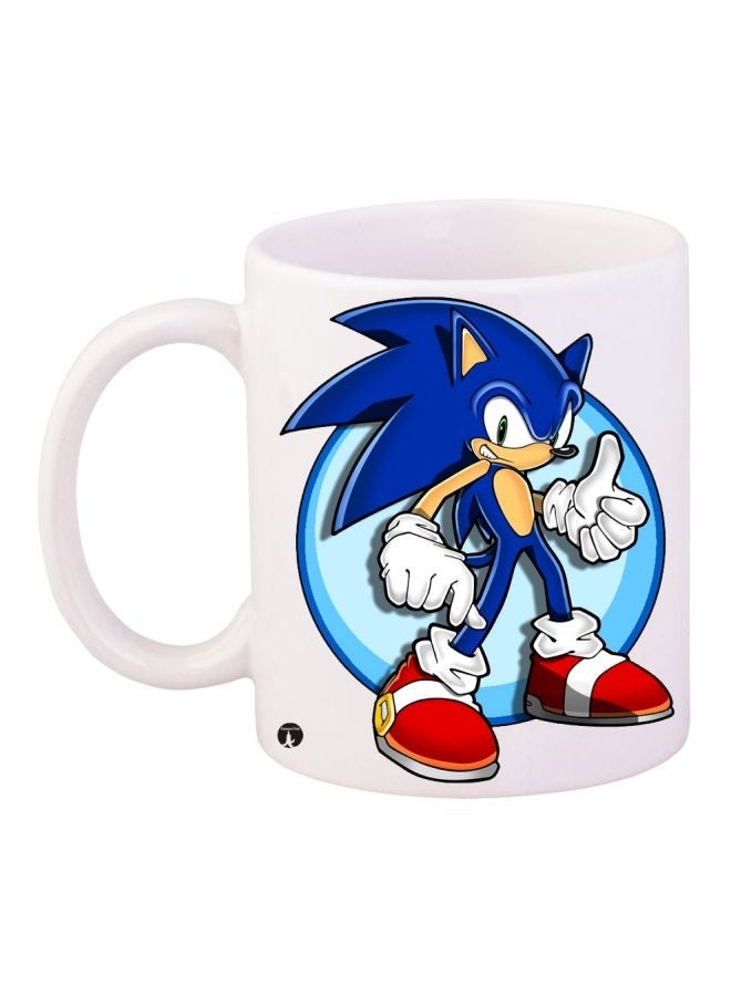 RYN Cartoon Printed Coffee Mug White/Blue/Red 11ounce