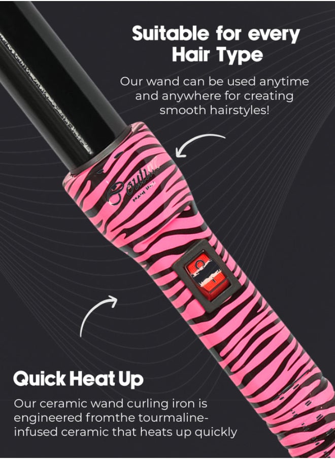 Couture Hair Pro - Hair Curler 32 Mm-Pink Zebra Premium Salon Quality - Image 1