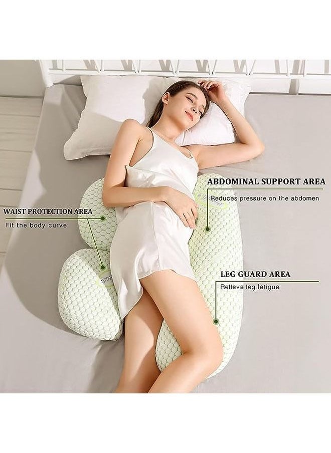 Pregnancy Pillows - Maternity Pillow with Adjustable and Removable Cooling Cover, Pregnancy Pillows for Sleeping - Support for Back, Legs, and Belly of Pregnant Women (Green)