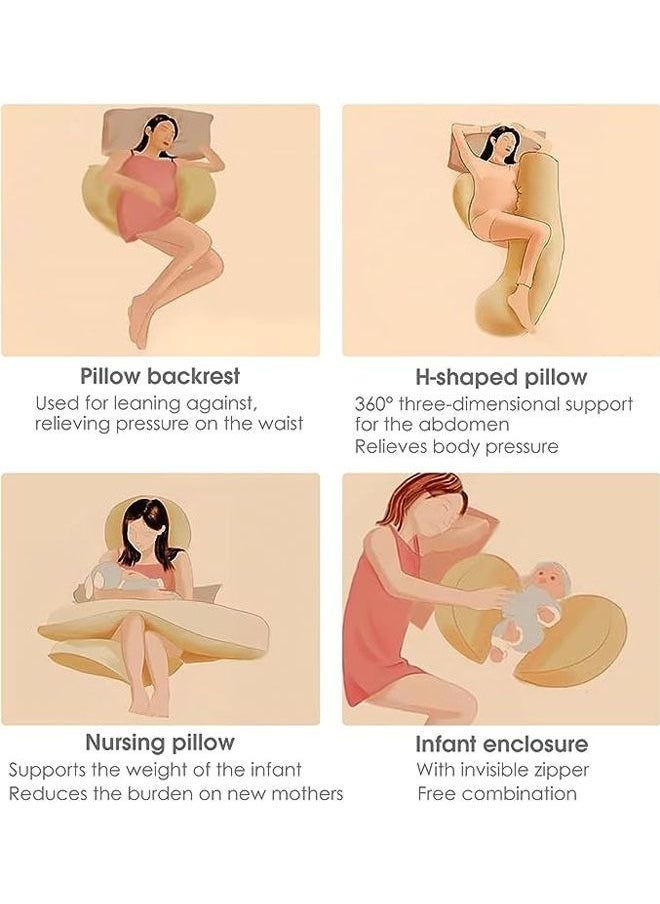 Pregnancy Pillows - Maternity Pillow with Adjustable and Removable Cooling Cover, Pregnancy Pillows for Sleeping - Support for Back, Legs, and Belly of Pregnant Women (Green)