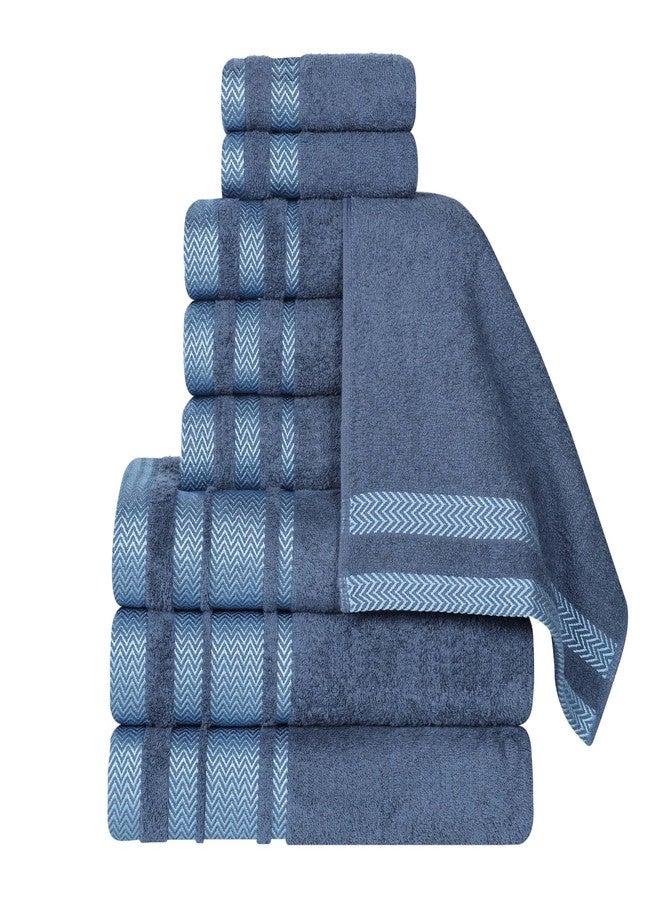 Superior Cotton 9 Piece Towel Set, Plush Soft Absorbent Towels, Bathroom Essentials, Shower, Luxury, Quick Dry, Includes 3 Bath, 3 Hand, 3 Washcloth/Face Towels, Hays Collection, Navy Blue - Image 2