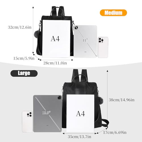 PINCNEL Women Backpack Purse Waterproof Nylon Anti-theft Rucksack Lightweight Shoulder Bag - Image 2