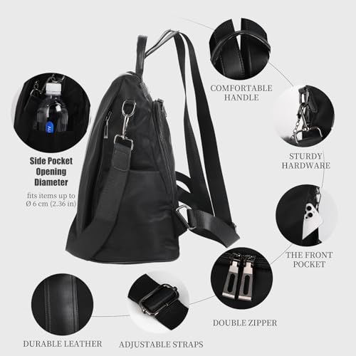 PINCNEL Women Backpack Purse Waterproof Nylon Anti-theft Rucksack Lightweight Shoulder Bag - Image 5