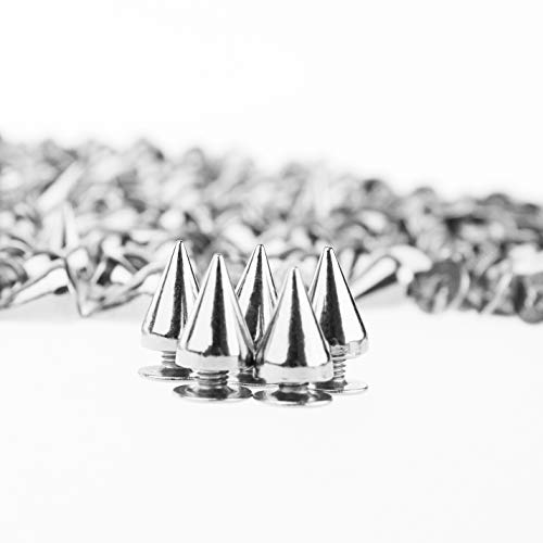 PMLAND 200 Sets/Pairs 9.5mm Silver Cone Spikes Screwback Studs DIY Craft Cool Rivets Punk - Image 3