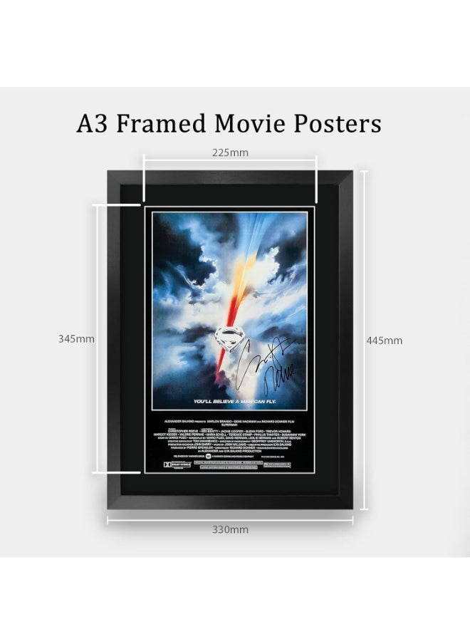 HWC Trading HWC Trading Superman Movie Poster Christopher Reeve 16 x 12 inch Framed Gift Signed Printed Autograph Film Print Photo Picture Display - 16" x 12" Framed  - Image 2