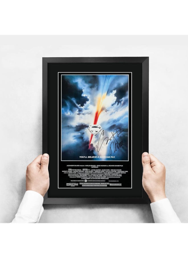 HWC Trading HWC Trading Superman Movie Poster Christopher Reeve 16 x 12 inch Framed Gift Signed Printed Autograph Film Print Photo Picture Display - 16" x 12" Framed  - Image 4