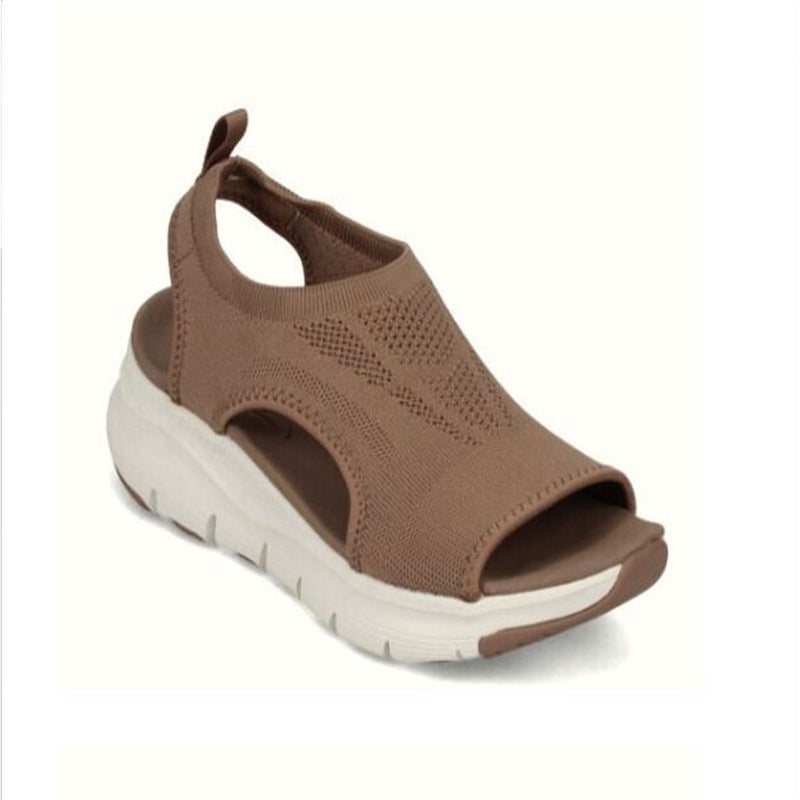 2023 New Foreign Trade Summer Flying Weaving Sports Sandals Women's Platform Shoes Flat Platform Shoes Stretch Cloth Peep Toe Sandals - Image 5
