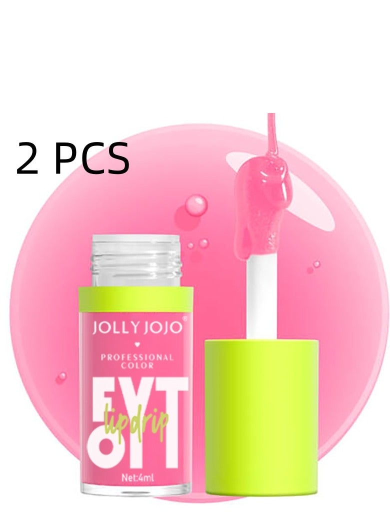 جولي جوجو ملمع شفاه دهني احترافي ، زيت شفاه للعناية بالشفاه ، ترطيب وحماية الشفاه ، ملمع شفاه شفاف ، زيت شفاه ، نفخ شفاه ، مرآة مرطبة ، ملمع شفاه ، بودرة زهر الكرز ، 2 قطعة - Image 1