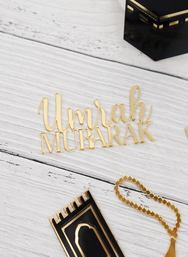 Crazy Night Golden Acrylic Hajj Mubarak Cake Topper pack of 6,Islamic Celebration Decoration for Hajj & Umrah, Elegant Muslim Party Supplies - Image 4