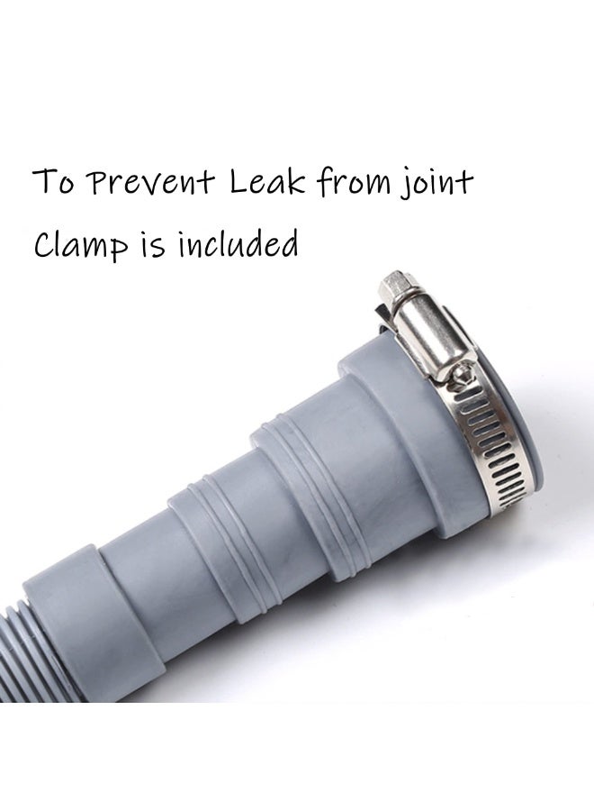 Universal Drain Hose Extension Kit – 2M Flexible Discharge Hose for Washer & Dishwasher, PP Corrugated Tube with Adapter & 4 Clamps, U-Bend Holder - Image 3