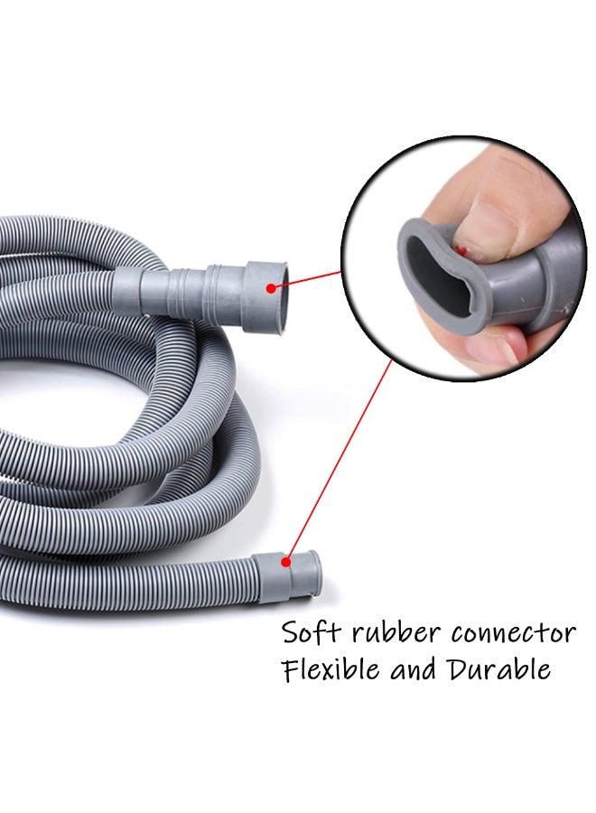 Universal Drain Hose Extension Kit – 2M Flexible Discharge Hose for Washer & Dishwasher, PP Corrugated Tube with Adapter & 4 Clamps, U-Bend Holder - Image 4