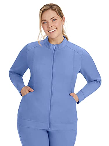 Healing Hands Women's Scrub Jacket, Zip-Up Front with 2-Way Stretch Comfort & Big Kangaroo Pockets 5038, Medium, Ceil - Image 1
