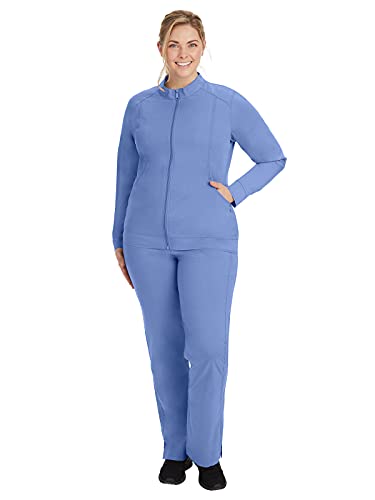 Healing Hands Women's Scrub Jacket, Zip-Up Front with 2-Way Stretch Comfort & Big Kangaroo Pockets 5038, Medium, Ceil - Image 3