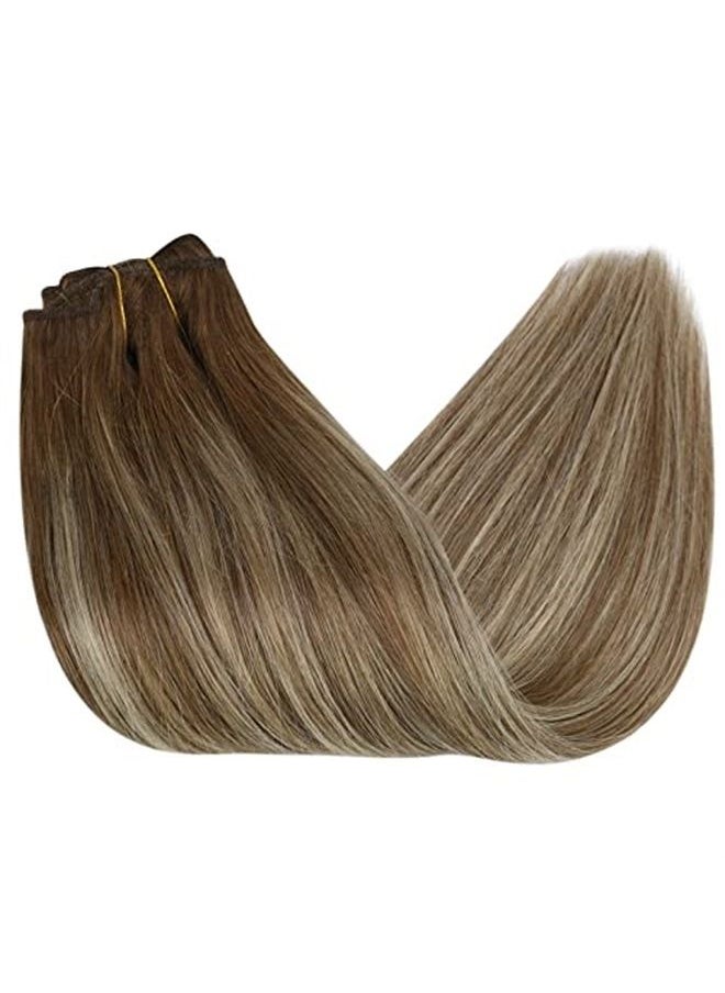 Sunny Hair Sunny Clip on Hair Extensions Human Hair Ombre Brown to Blonde 70g 3pcs 20inch Real Hair Extensions Clip in Human Hair Ombre Brown Blonde Clip in Hair Extensions Real Human Hair  - Image 2