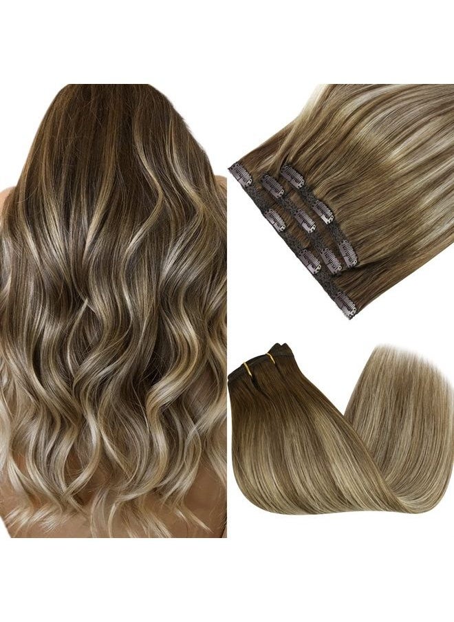 Sunny Hair Sunny Clip on Hair Extensions Human Hair Ombre Brown to Blonde 70g 3pcs 20inch Real Hair Extensions Clip in Human Hair Ombre Brown Blonde Clip in Hair Extensions Real Human Hair  - Image 1