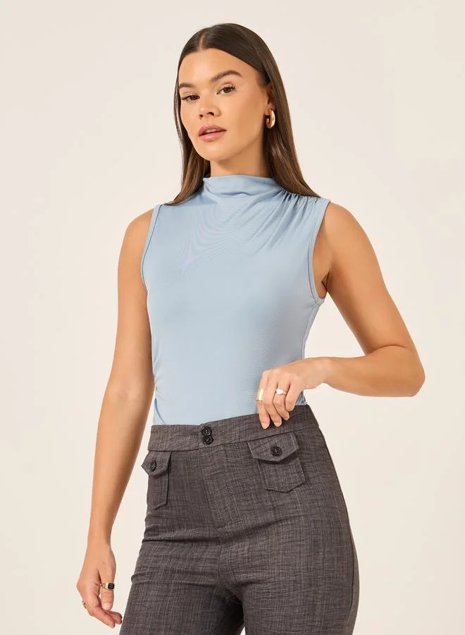 Styli Styli Solid Sleeveless High Neck Bodysuit